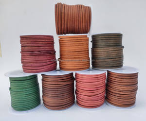 Cordon en cuir plat noir antique de qualité supérieure 3mm 4mm 5mm cuir de vache vintage pour bijoux bricolage artisanat tressage bijoux résultats composants - Product Image 4