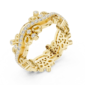 Anillo de Eternidad de Diamantes Cultivados en Laboratorio de Lujo en Oro Amarillo con Diseño Vintage Calado y Detalles Redondos Brillantes - Product Image 3