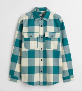 High Quality <b>Winter</b> <b>Mens</b> Plaid Flannel Streetwear <b>Shirt</b> Jacket Hooded Thermal Fleece with Front Logo - Product Image 3