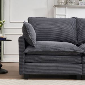 Nuovo divano modulare a 3 posti a forma di U in velluto con 10ttoman 2 cuscini lombari divano divano a sedere comodo per soggiorno - Product Image 5