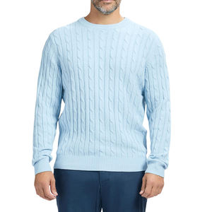 Pulls en laine tricotés chauds d'hiver pour hommes, couleur unie, personnalisables, mode automne, basiques en mélange de coton pour hommes - Product Image 1