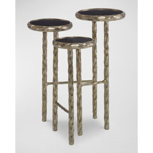 Tables basses gigognes de luxe pour la maison, l'hôtel et le salon, avec mosaïque perlée en nacre et base en métal plaqué or. - Product Image 2