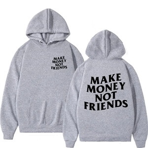 Sudadera con Capucha para Hombre, Estampado 'Make Money Not Friends', Informal, de Algodón French Terry, Estilo Otoñal, Corte Regular - Product Image 6