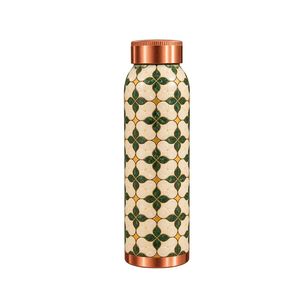 Botella de Agua de Cobre con Diseño Floral, Botella de Agua de Cobre con Diseño Bohemio y Hojas Verdes, Botella Portátil para Viajes - Product Image 5