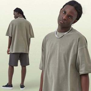 Men's Oversized Cotton Crew Neck Short Sleeve Casual <b>T</b>-<b>Shirt</b> Breathable Plain Dyed Solid Color Summer Wear - Product Image 5
