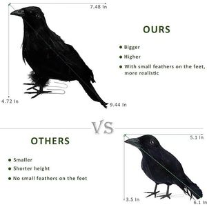 Cuervos Realistas con Plumas Negras para Decoración de Halloween, Adorno de Pájaros para Halloween - Product Image 3