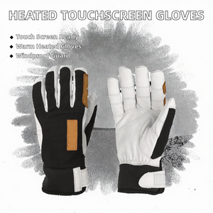 Gants de ski unisexes à doigts entiers en cuir pour l'hiver, avec sangle de poignet réglable et fermeture auto-agrippante - Product Image 5