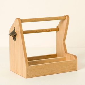 High Quality Wooden Beer <b>Bottle</b> Carrier With Opener Wood Beer Holder 6 Pack - Product Image 1