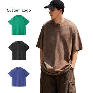 T-shirt homme coupe boxy personnalisable, tendance, effet délavé Adic, épaules tombantes, en coton épais 100% coton, style vintage. - Product Image 1