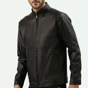 Breathable Lightweight Genuine <b>Leather</b> Casual Winter <b>Jacket</b> for Men Stand Collar Offering Comfort Style <b>Long</b> Lasting Durability - Product Image 3