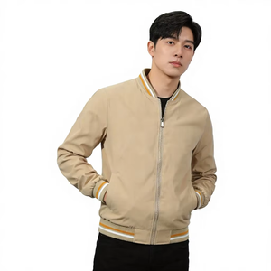Chaqueta Bomber Gris para Hombre, Casual, con Cierre Frontal, Color Sólido, Cuello Camisero, Poliéster, para Otoño - Product Image 4