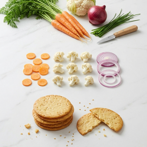 Services d'échantillonnage |   Ingrédients propres – Sans additifs artificiels – Crackers végétaux croustillants à l'oignon 342g – ODM Vietnam Facto - Product Image 1