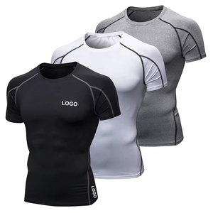 T-shirt de compression personnalisé à manches longues et col rond pour homme, en tissu velours côtelé respirant avec élasthanne/polyester, couche de base personnalisable sur le devant - Product Image 1