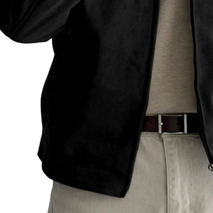 Veste d'hiver vintage noire pour homme, coupe utilitaire, fermeture éclair intégrale, col rabattable, manches longues, poignets à boutons-pression, tenue de travail décontractée, coupe régulière, vêtement d'extérieur - Product Image 5