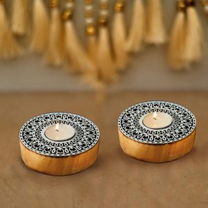Support de bougie chauffe-plat en bois fait main en forme d'éléphant, support décoratif imprimé au bloc pour la décoration intérieure, Noël, Ramadan et les fêtes - Product Image 3