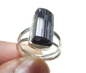 Bague Tourmaline noire en argent Sterling 925 cadeau d'anniversaire pour hommes et femmes bijoux bague en pierre de cristal faite à la main bague authentique - Product Image 2