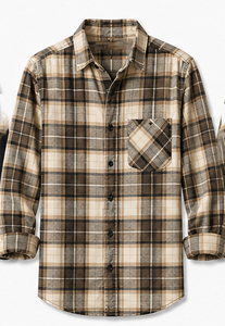 เสื้อเชิ้ตแขนยาวลำลองสำหรับผู้ชาย คอปกพับได้ แขนยาวเต็มตัว ผ้าฝ้าย - Product Image 6