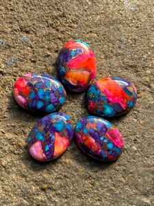 Turquesa Rosa Natural en Forma de Cabujón Ovalado con Reverso Plano, Piedra Suelta para Joyería - Product Image 5