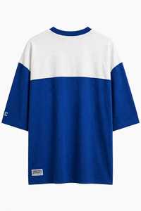 Camiseta Unisex Oversize de Manga Corta con Estampado Digital, Tejida, Anti-Pilling, Estilo Urbano, Azul y Blanco - Product Image 4