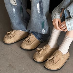 Nuevas Pantuflas de Punta Cerrada para Parejas, con Parte Superior de Cuero, Planas, Casuales, Fáciles de Poner - Product Image 3