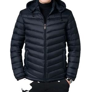 <b>Men's</b> New <b>Winter</b> Formal Bomber Jacket Canvas Padding Warm Lightweight Puffer Hooded Front Pocket <b>Long</b> <b>Coat</b> - Product Image 2