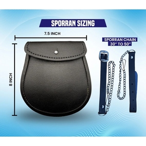 Sporran Escocés de Cuero Genuino Premium con Cinturón y Cadena, Bolsa Tradicional para Kilt - Product Image 4