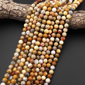 Perles rondes lisses en agate Crazy Lace naturelle jaune, certifiées IGI, provenance Rajasthan, pour la fabrication de bijoux, fournisseur en gros - Product Image 2