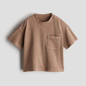 Camiseta de algodón de manga corta con cuello redondo, diseño de bolsillo, transpirable, de color liso, estilo oversize, informal para hombre. - Product Image 4