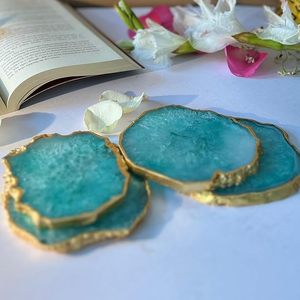 Luxury Resin Coasters Handmade Decorative <b>Table</b> Coaster Set For Tea Coffee And Drinks By AALIYAN IMPEX - Product Image 2