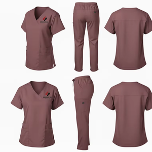 Durable Medical Scrub Uniform <b>Set</b> Unisex Hospital Nurse <b>Doctor</b> Workwear Soft Cotton Blend Professional Scrubs OEM Factory - Product Image 4