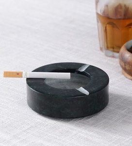 Cenicero Redondo de Mármol Negro Hecho a Mano, Porta Cigarrillos de Piedra Natural, Accesorio de Fumar de Lujo, Cenicero para Cigarros, Decoración de Mesa - Product Image 1