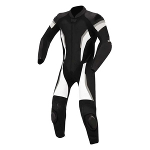 Combinaison de moto pour homme, blanche et noire, en polyester respirant, résistante aux abrasions, combinaison de travail protectrice - Product Image 2