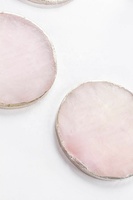 Sous-verres en tranche d'agate de quartz rose à bord argenté, pierre précieuse, décoration d'intérieur, qualité supérieure, poli, toucher réel, métaphysique MUNTAHA