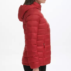 Chaqueta Acolchada con Capucha Roja para Mujer, Rellena de Plumón, Cortavientos, con Cierre de Cremallera, Abrigo Casual de Invierno, Largo Regular, Color Sólido, Unisex - Product Image 6
