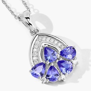 Pendentif vintage en tanzanite naturelle véritable, en argent sterling 925 plaqué or, collier de fiançailles pour femmes - Product Image 4