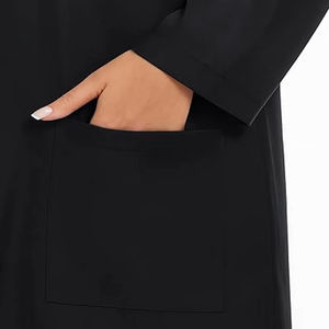 Bata de Laboratorio Profesional, Uniformes de Hospital, Bata Médica Personalizada de Manga Larga, Bata Negra para Clínicas, Doctores, Enfermeras y Dentistas - Product Image 4