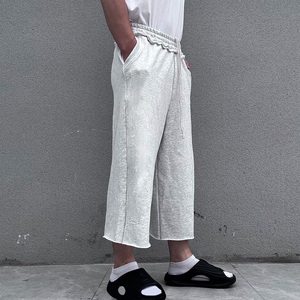 OEM Custom <b>Men's</b> Knee Length Sweat Shorts 100% Cotton Fleece Distressed Elastic <b>Belt</b> Bermuda Shorts <b>Men's</b> Casual Shorts - Product Image 3