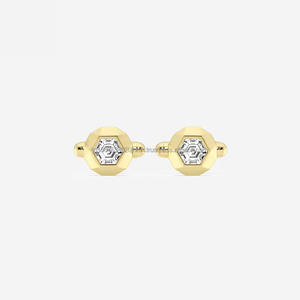 Bouton de manchette en or 14K pour homme avec diamant hexagonal créé en laboratoire certifié IGI/GIA/EGL cadeau de mariage ou d'anniversaire bijoux en diamant - Product Image 3