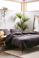 Parure de lit 3 pièces luxueuse 100 % lin pur, vert olive élégant, 200 fils/cm², housse de couette à fermeture boutonnée, pour la maison, l'hôtel, l'hôpital