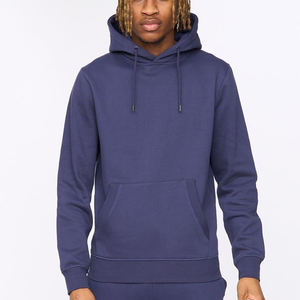 Men's <b>Navy</b> Blue Hooded <b>Sweatshirt</b> Loose Fit Solid Color Casual Autumn Wear Pocket Design Knitted 100% Cotton Custom Printed - Product Image 1