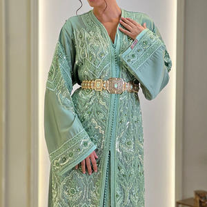 Robe de mariée marocaine longue en mousseline, style Abaya modeste coupe trapèze, sur mesure, vêtements de mariage traditionnels, vente en gros - Product Image 3