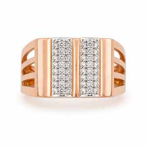 Mens 18KT Rose Gold Triple Row Micro Pave Cubic Zirconia <b>Ring</b> Openwork Side Design <b>Statement</b> Band Wedding Party Gift Jewelry - Product Image 1