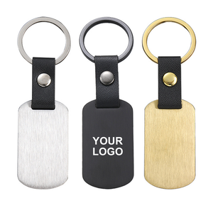 Custom Stainless Steel PU <b>Leather</b> <b>Keychain</b> Blank Square Key Ring for Laser Engraving UV Printing and Company Logo Branding - Product Image 1