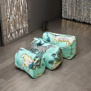 Conjunto de Bolsos Tote Bohemios Acolchados con Estampado Animal, 3 Bolsos Pequeños de Algodón con Cierre de Cremallera, Color Verde Mar, Bolsa Utilitaria Estilo Selva - Product Image 3