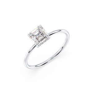 Bagues halo cachées REYES personnalisées en or massif 14 carats avec diamants HPHT CVD cultivés en laboratoire pour femmes, certifiées IGI, bijoux fins de fiançailles - Product Image 1