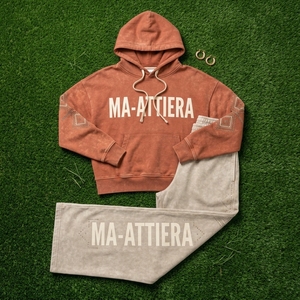 Conjunto de Sudadera con Capucha y Pantalones Jogger de Pierna Ancha para Mujer, Estilo Lavado Color Crema, de Algodón y Felpa, Ropa Deportiva Urbana, OEM al por Mayor - Product Image 5