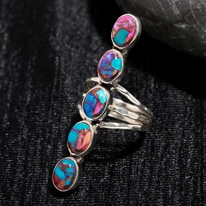 Oyster Copper <b>Turquoise</b> Oval Cut Gemstone 925 Sterling Silver Solid Women's Handmade Bezel Setting Third Party Certified <b>Ring</b> - Product Image 3