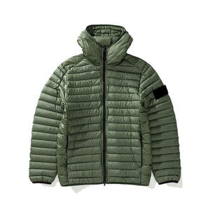 Veste matelassée à capuche pour homme, vert olive, rembourrée de duvet, coupe-vent, manteau d'hiver décontracté, coupe régulière, fermeture éclair, couleur unie - Product Image 3