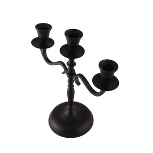 Wholesale Vintage <b>Black</b> Metal <b>Candelabra</b> 3-Arm Taper Candle Holder Candlestick Stand for Wedding Table Centerpiece Party Events - Product Image 1