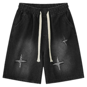 Shorts pour hommes personnalisés, tendance, de haute qualité, écologiques, à séchage rapide, en mélange polyester/coton, poids moyen, effet délavé, avec cordon de serrage - Product Image 1